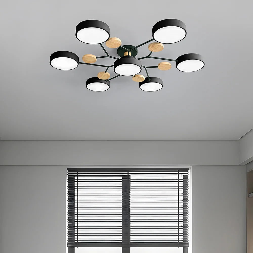 NordWood | Semi-Flush Ceiling Light with Wood Accents