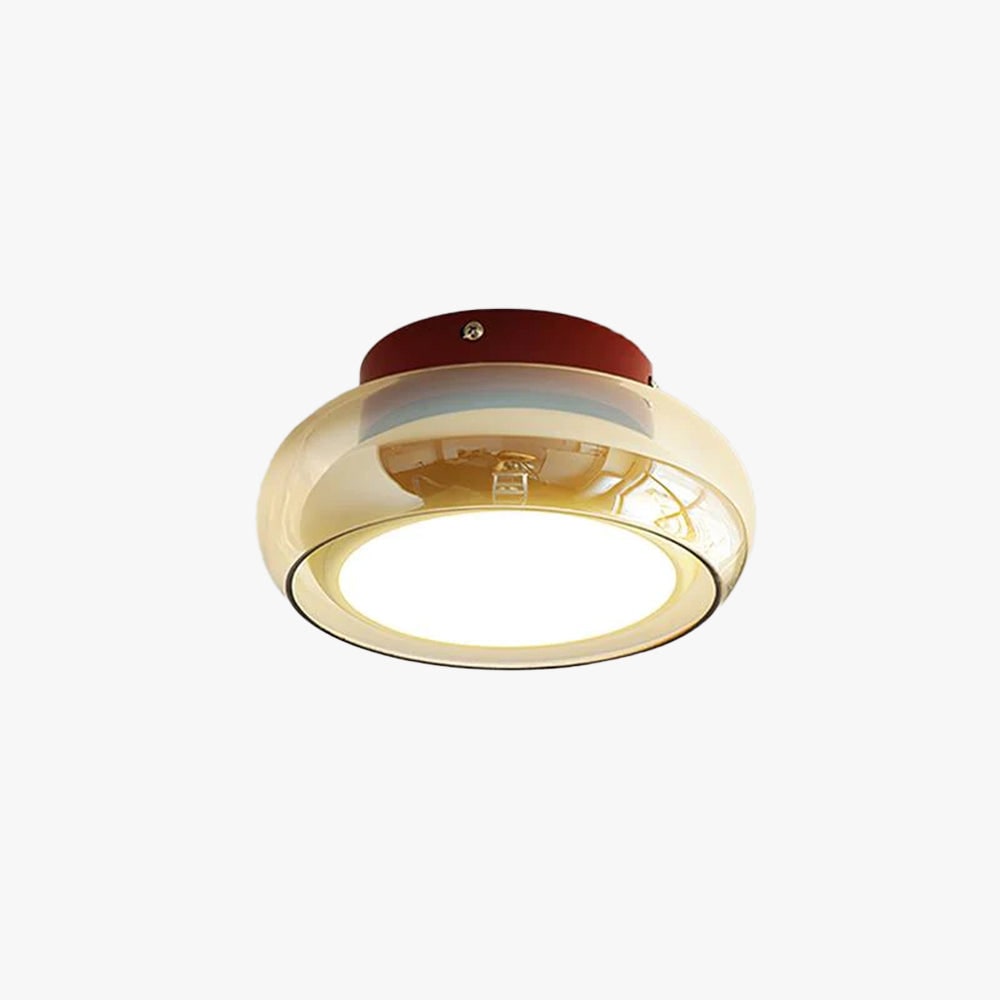 AmberGlow | Vintage LED Flush Mount Ceiling Light with Amber Glass