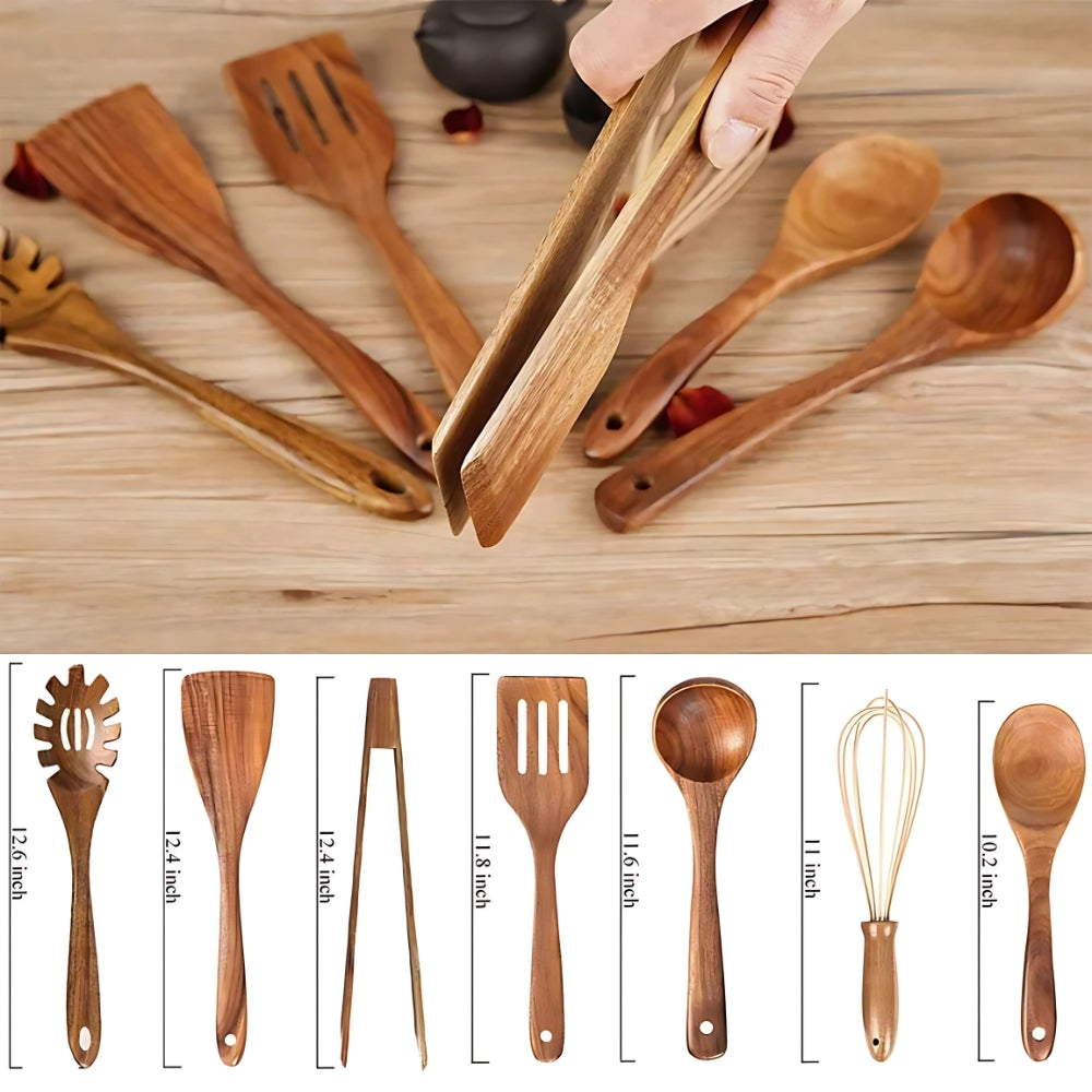 Wooden Kitchen Utensil Set – Durable Cooking Tools for Everyday Use