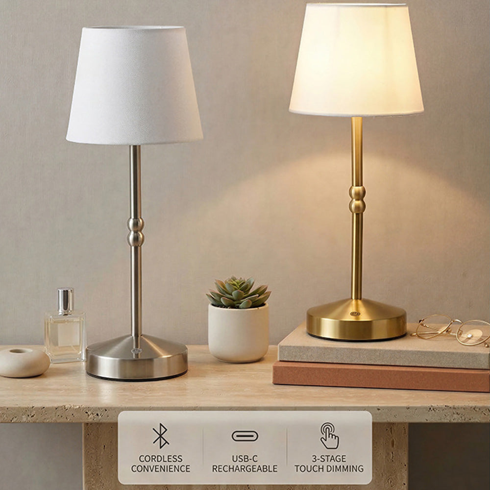 Noren | Rechargeable Dimmable Table Lamp with Nordic Vintage Fabric Design