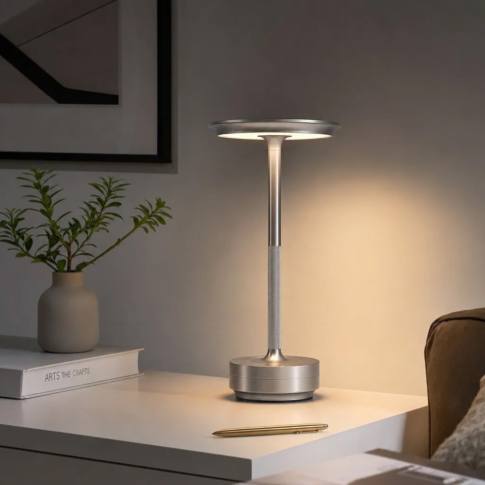 Elvar | Rechargeable Aluminium Flying Saucer Table Lamp
