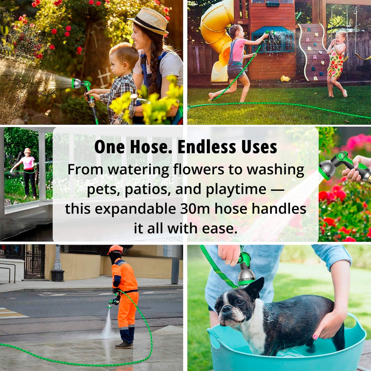 Expandable Garden Hose – Leak-Proof Hose with 8-Function Spray Nozzle