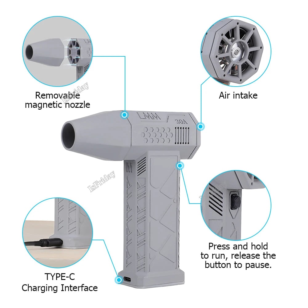 JetFlow | Portable Cordless Electric Air Duster – Rechargeable USB Handheld Jet Blower