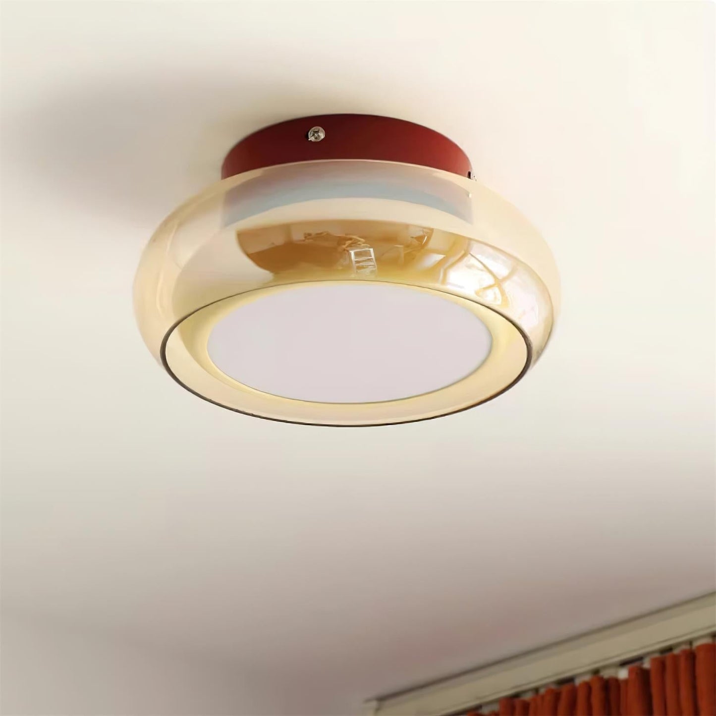 AmberGlow | Vintage LED Flush Mount Ceiling Light with Amber Glass