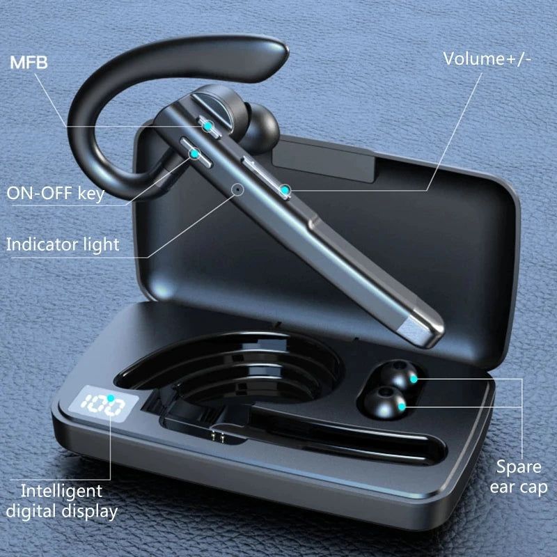 Wireless Bluetooth 5.1 Trucker Dual Mic Noise-Cancelling Headset | Comfortable Earpiece with Exceptional Sound Quality