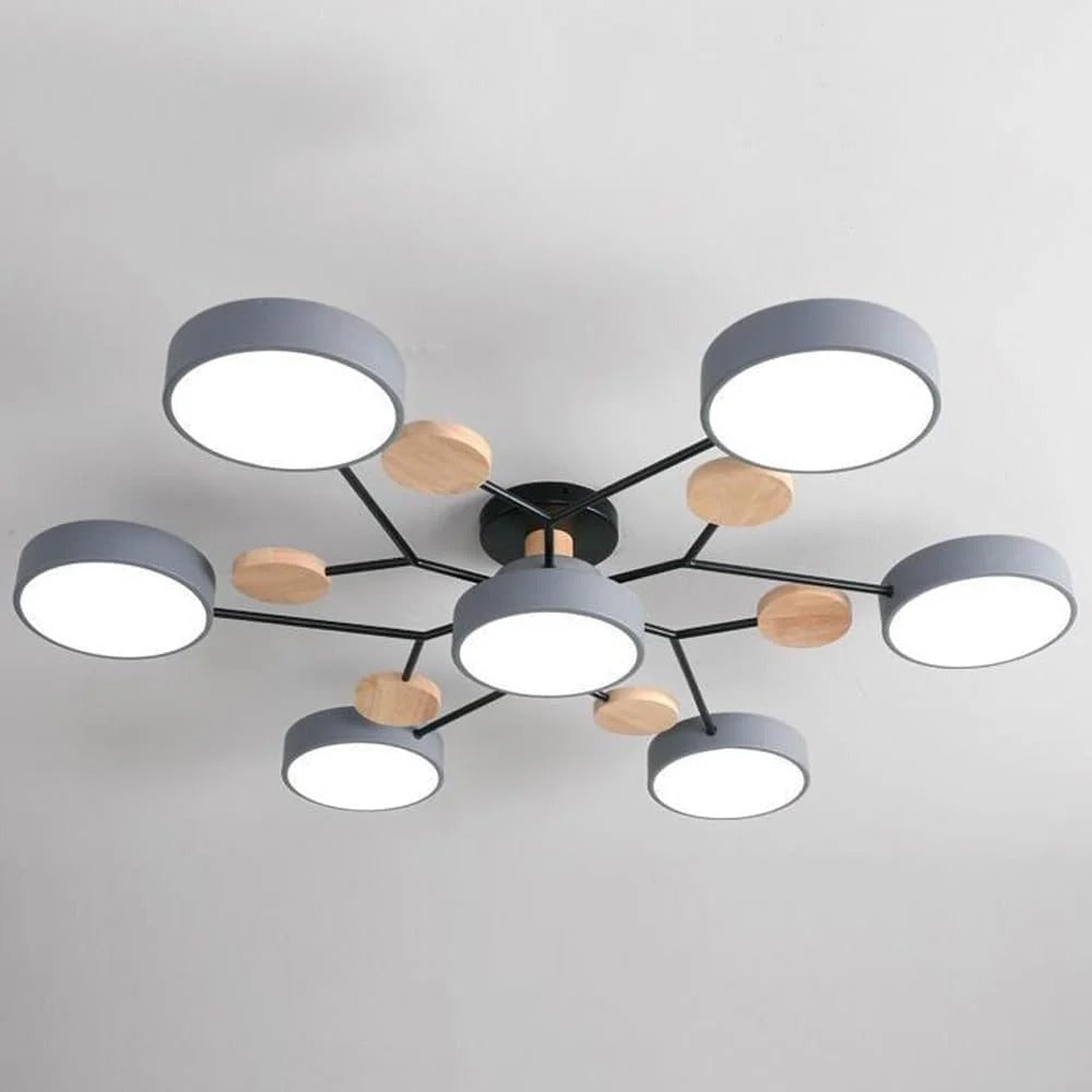 WoodLux | Wood-Accented LED Semi-Flush Ceiling Light for Kitchen & Dining