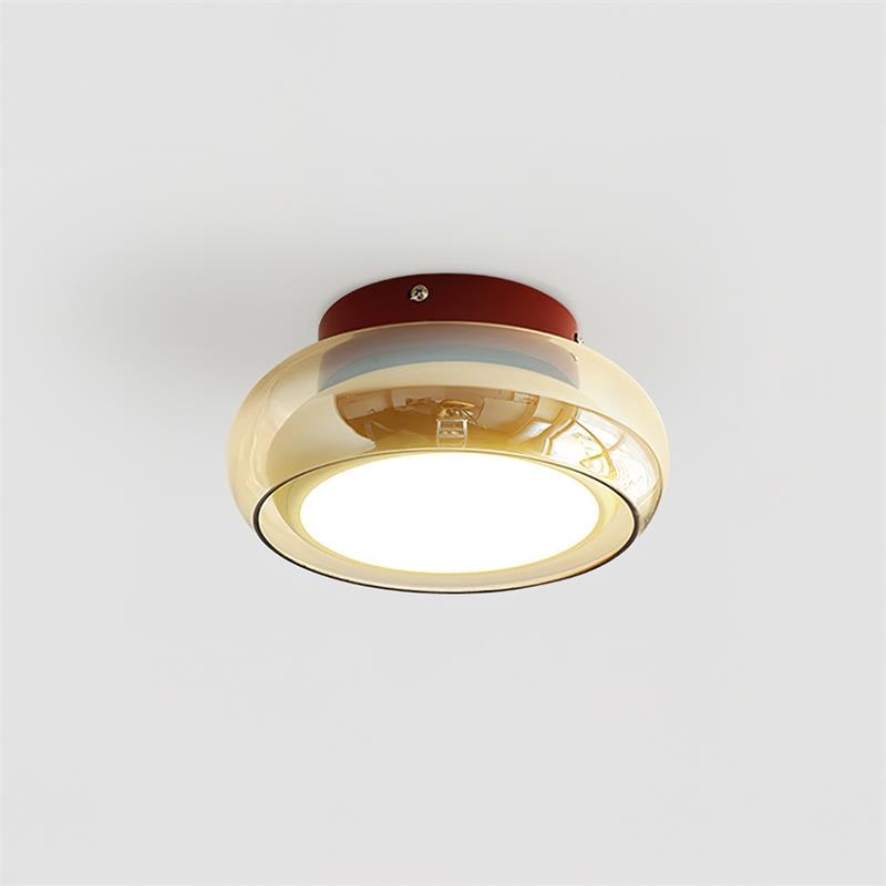 AmberGlow | Vintage LED Flush Mount Ceiling Light with Amber Glass