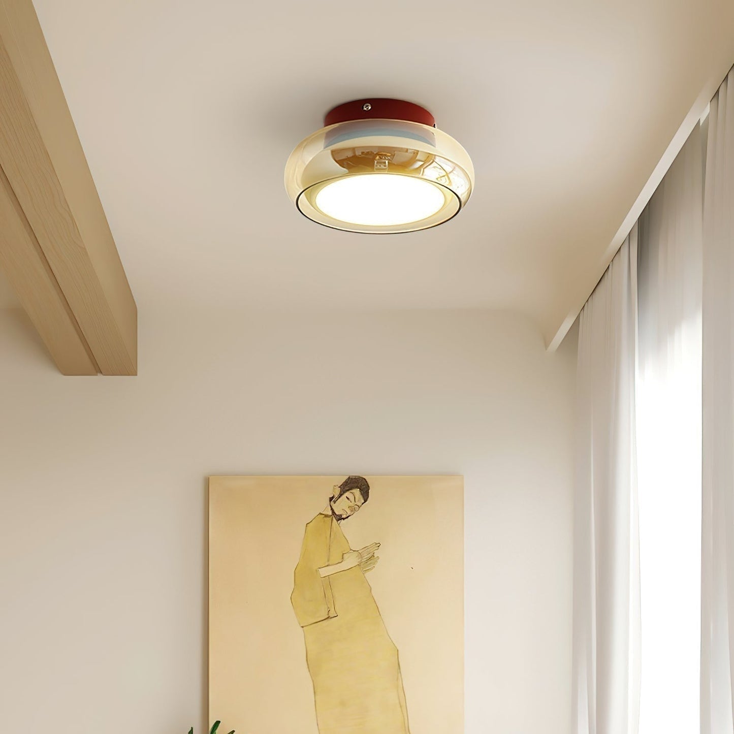 AmberGlow | Vintage LED Flush Mount Ceiling Light with Amber Glass