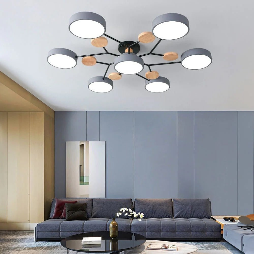 NordWood | Semi-Flush Ceiling Light with Wood Accents