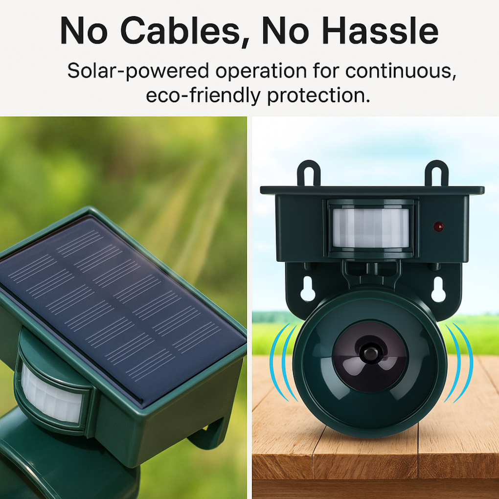 Elimin8 | Motion-Activated Garden Bird Deterrent with Sonic and Ultrasonic Pest Output