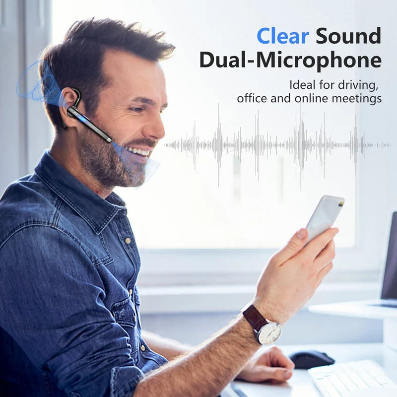 Wireless Bluetooth 5.1 Trucker Dual Mic Noise-Cancelling Headset | Comfortable Earpiece with Exceptional Sound Quality