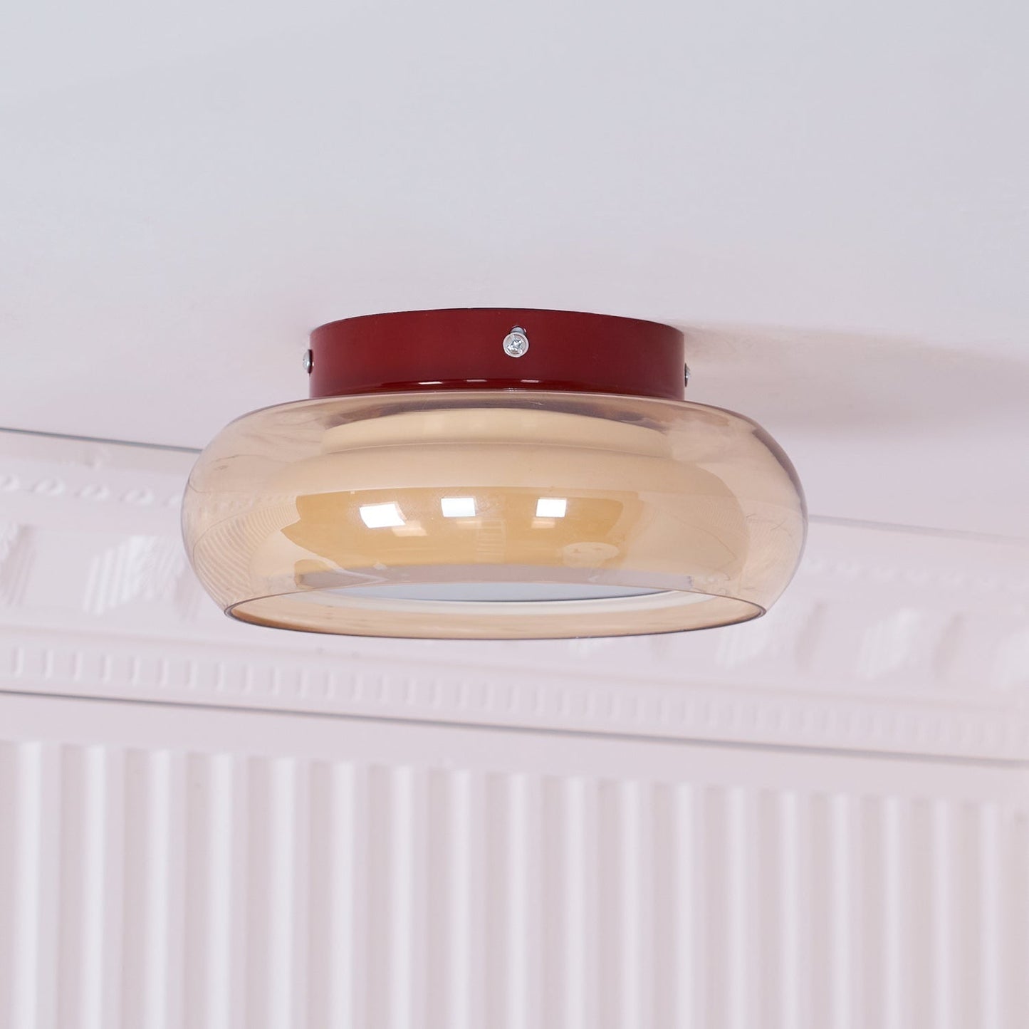 AmberGlow | Vintage LED Flush Mount Ceiling Light with Amber Glass