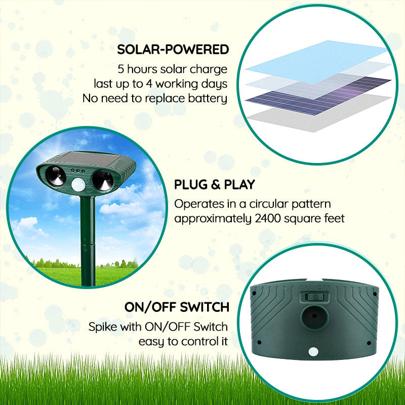 AviGuard | Deterrent Humane Solar-Powered Ultrasonic Rabbit Repeller