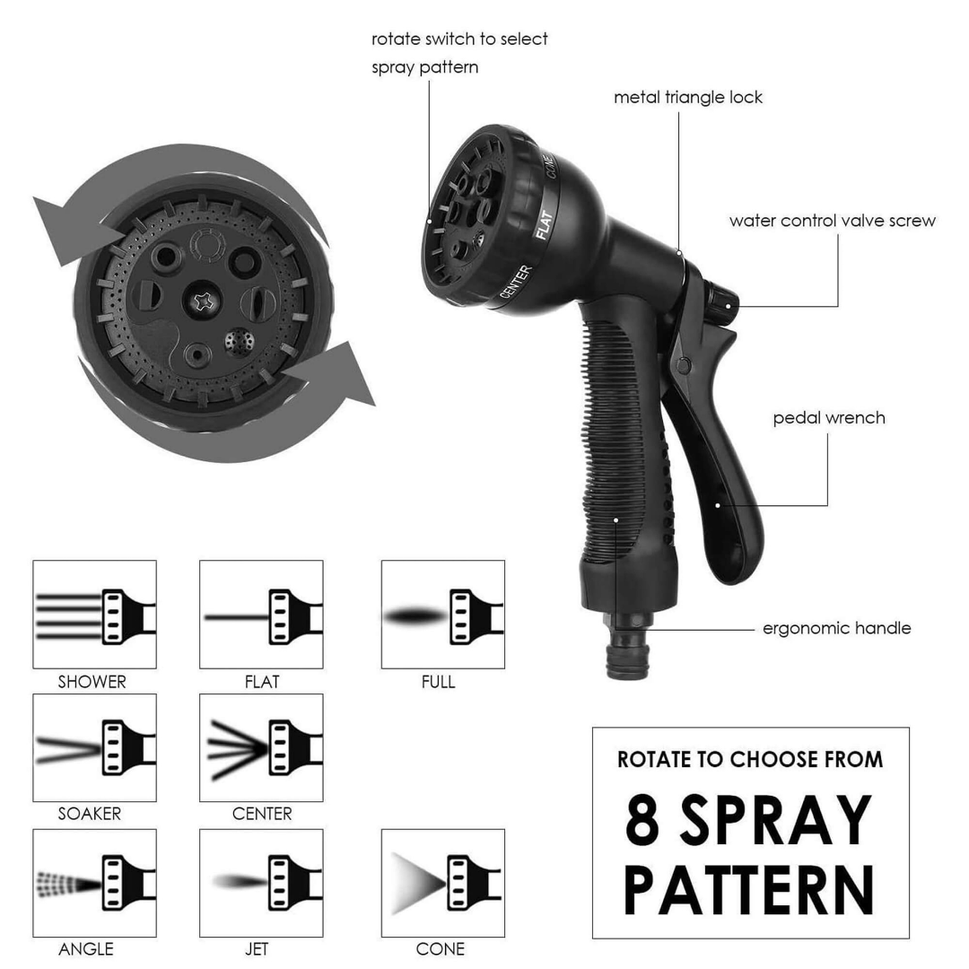 Expandable Garden Hose – Leak-Proof Hose with 8-Function Spray Nozzle