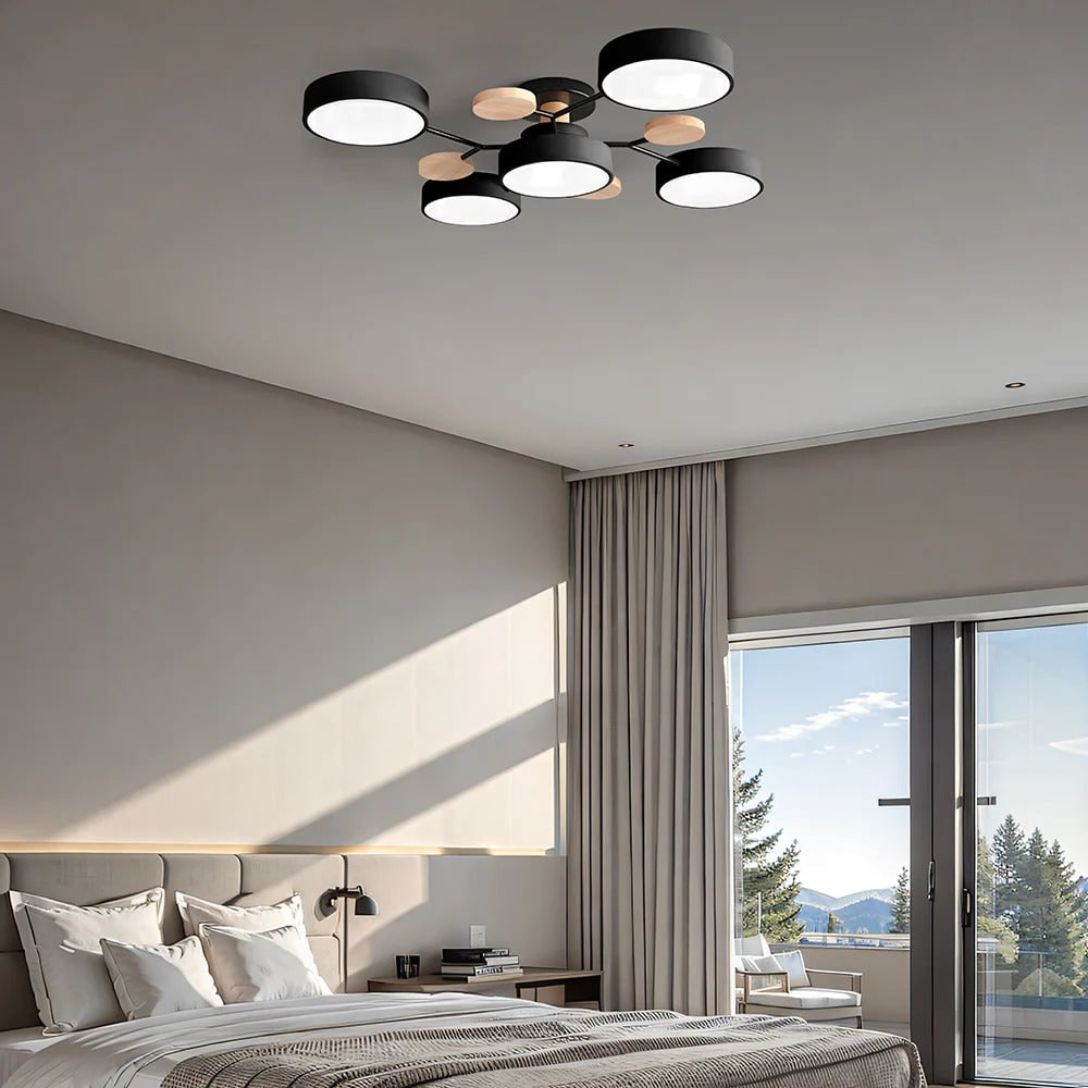 NordWood | Semi-Flush Ceiling Light with Wood Accents