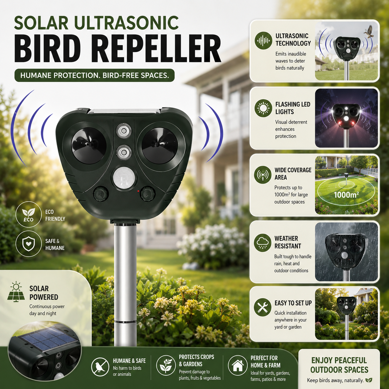 WingBarrier | Solar-Powered Ultrasonic Bird Deterrent