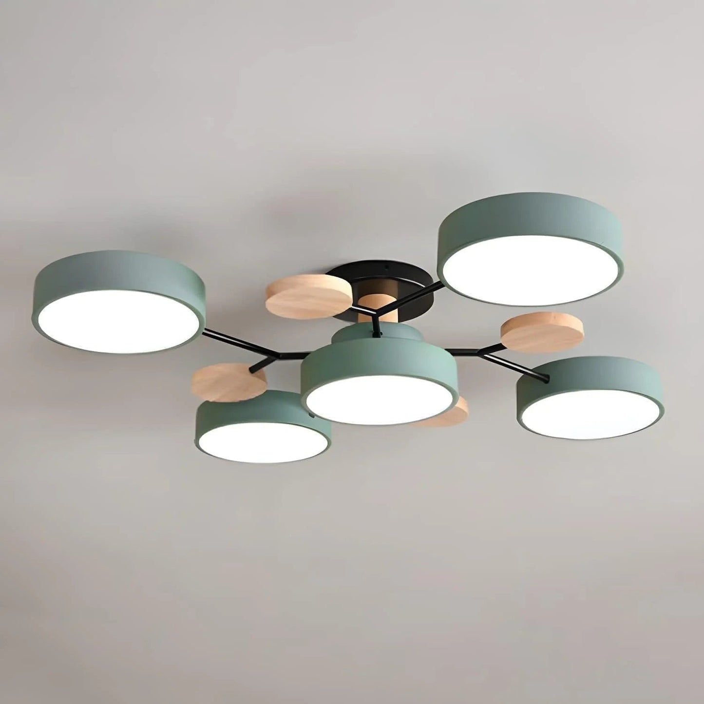 WoodLux | Wood-Accented LED Semi-Flush Ceiling Light for Kitchen & Dining