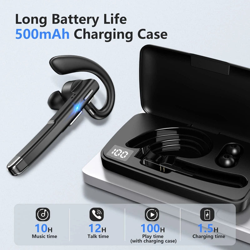Wireless Bluetooth 5.1 Trucker Dual Mic Noise-Cancelling Headset | Comfortable Earpiece with Exceptional Sound Quality