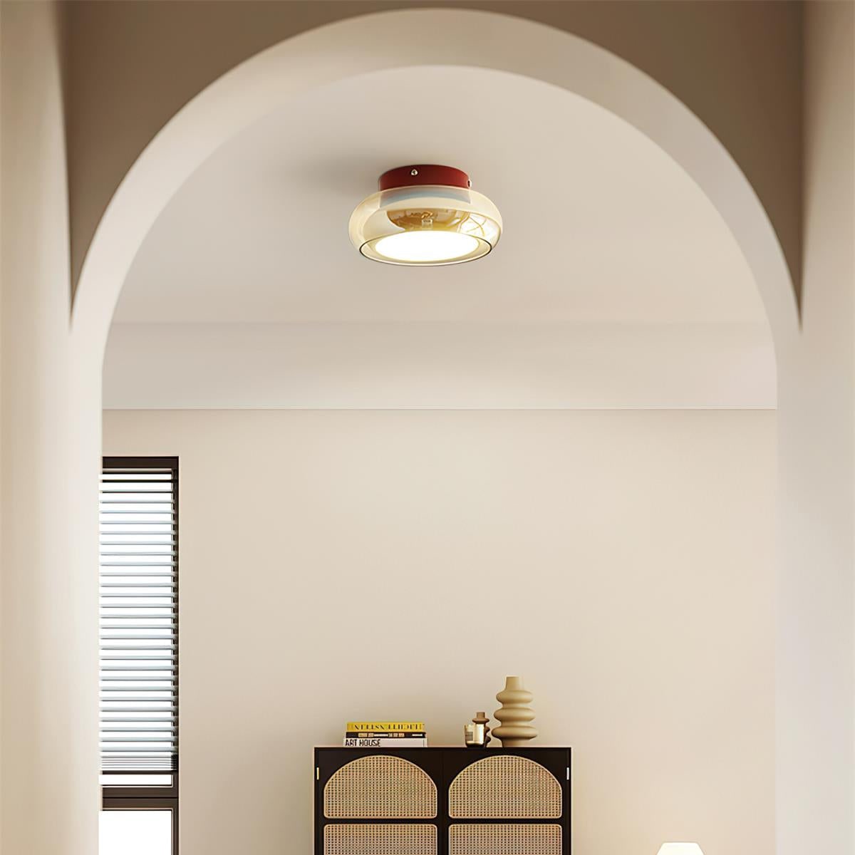 AmberGlow | Vintage LED Flush Mount Ceiling Light with Amber Glass