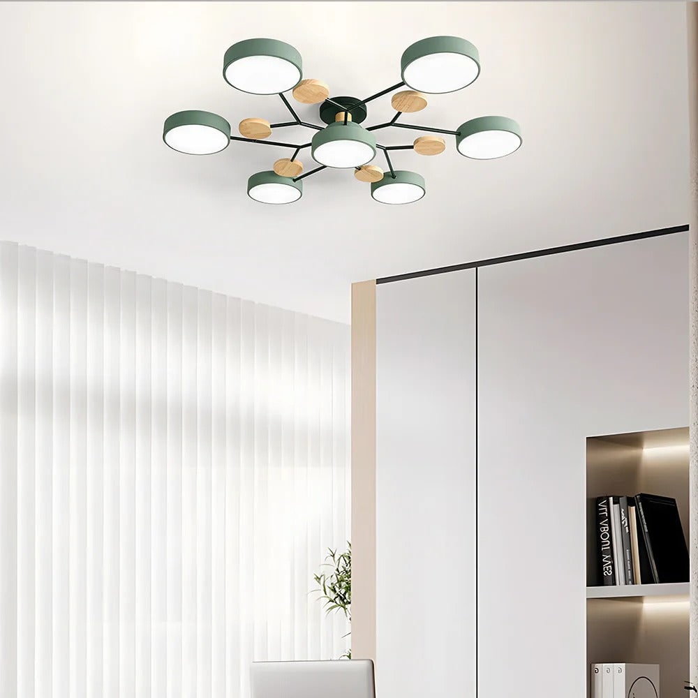 NordWood | Semi-Flush Ceiling Light with Wood Accents