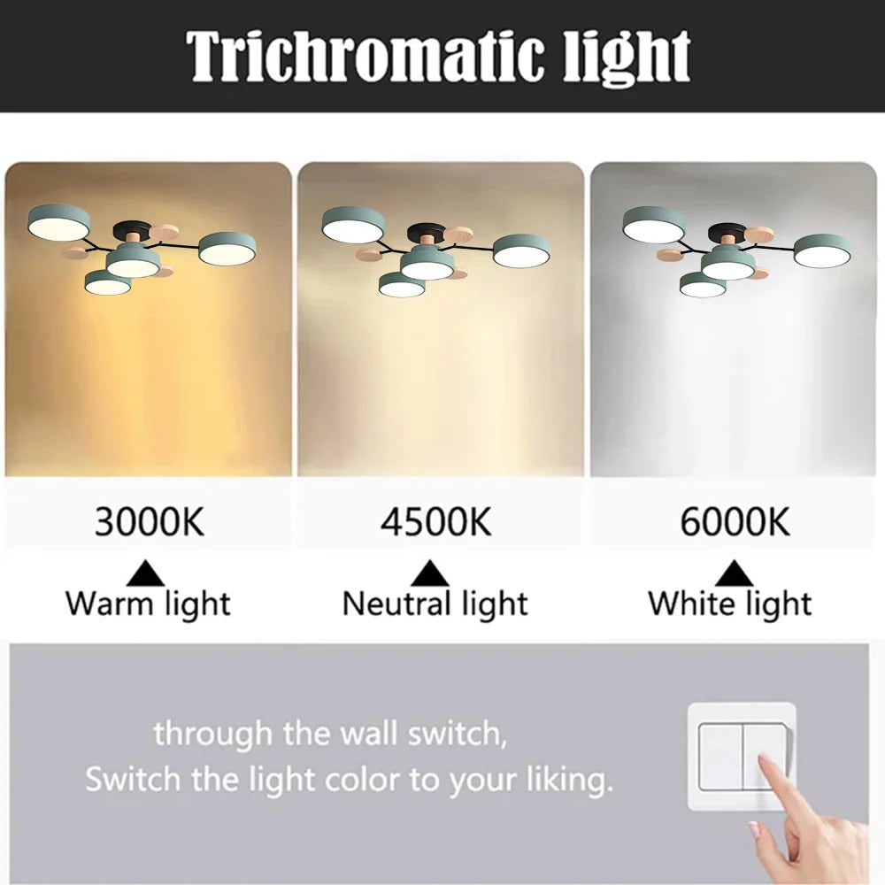 NordWood | Semi-Flush Ceiling Light with Wood Accents
