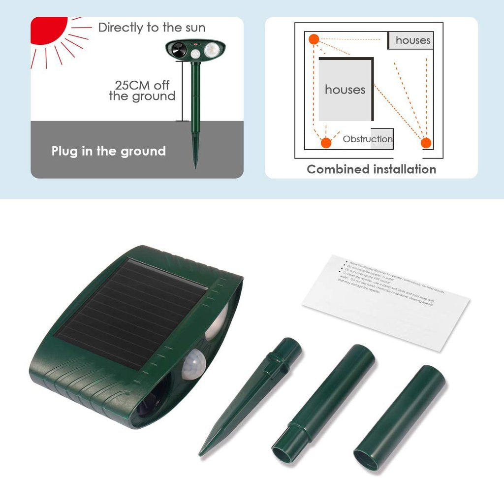 AviGuard | Deterrent Humane Solar-Powered Ultrasonic Rabbit Repeller