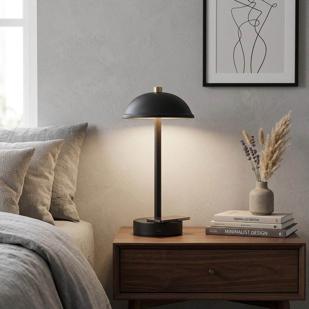 Nove | Rechargeable Table Lamp with Umbrella and Dome Acrylic Shade