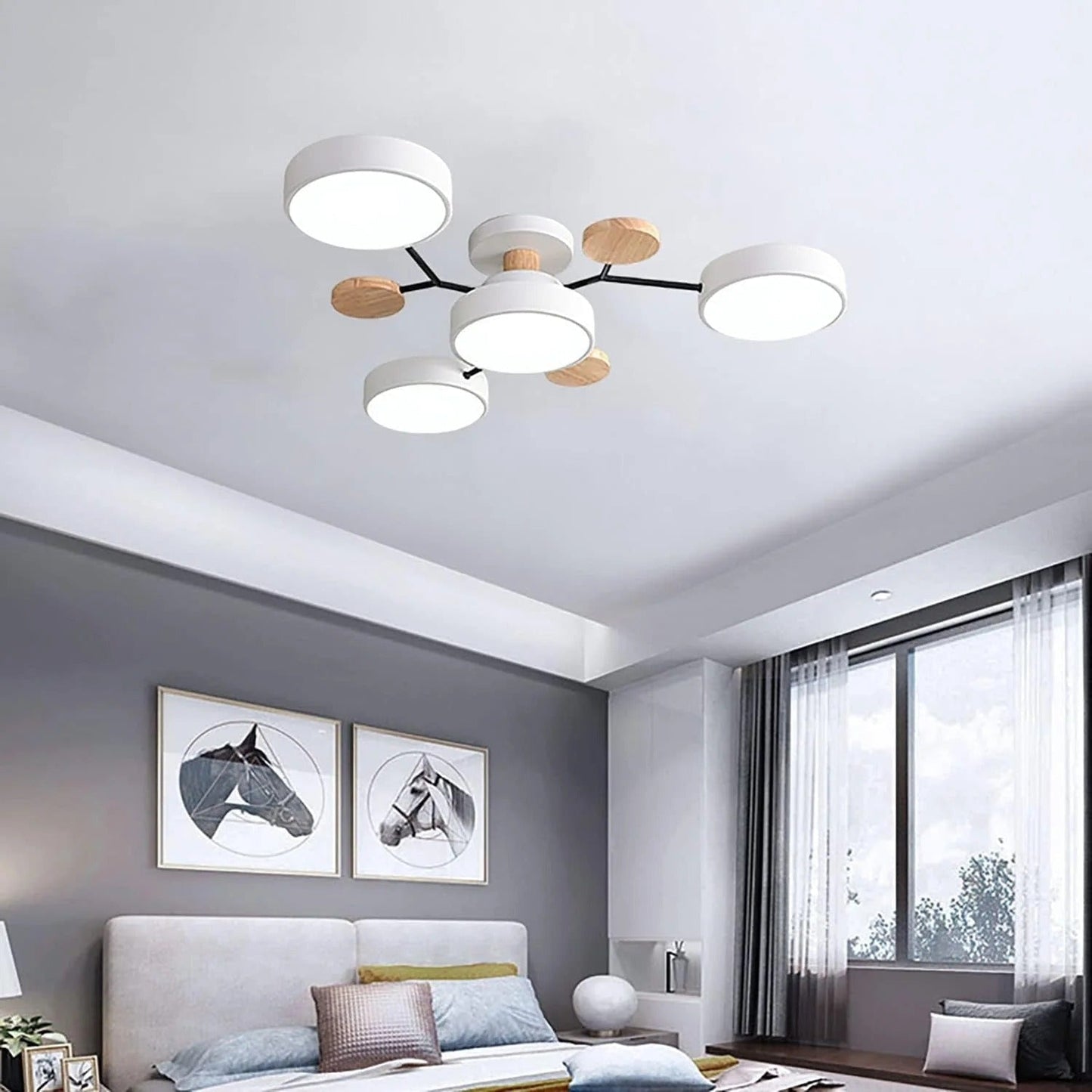 NordWood | Semi-Flush Ceiling Light with Wood Accents
