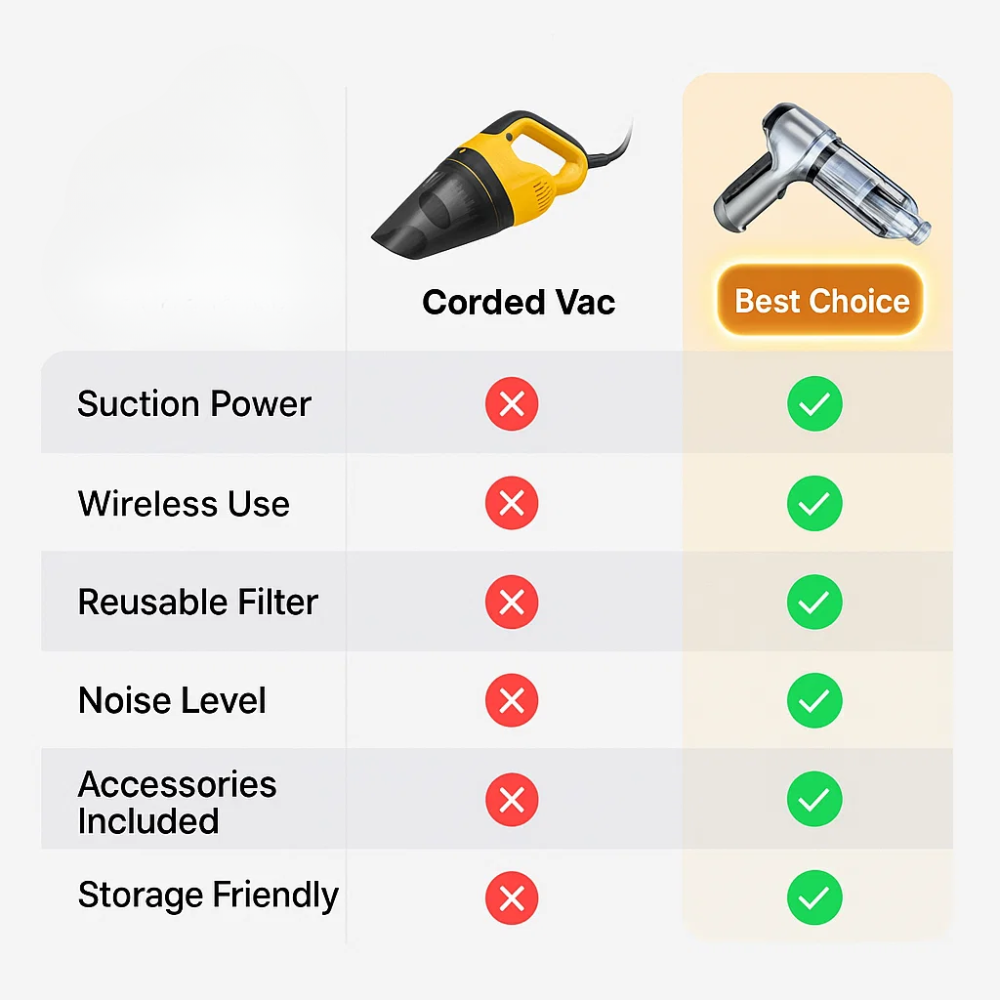 Handheld Car Vacuum Cleaner – Compact & Powerful Cordless Auto Vacuum