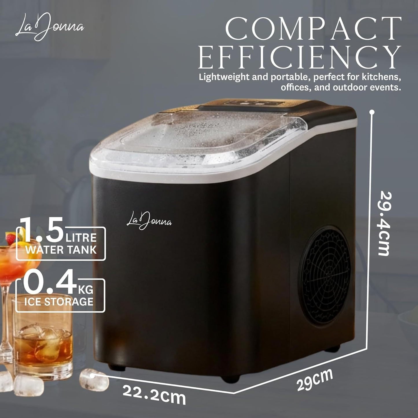 Compact Ice Maker – Self-Cleaning, 2 Ice Sizes, Portable Countertop