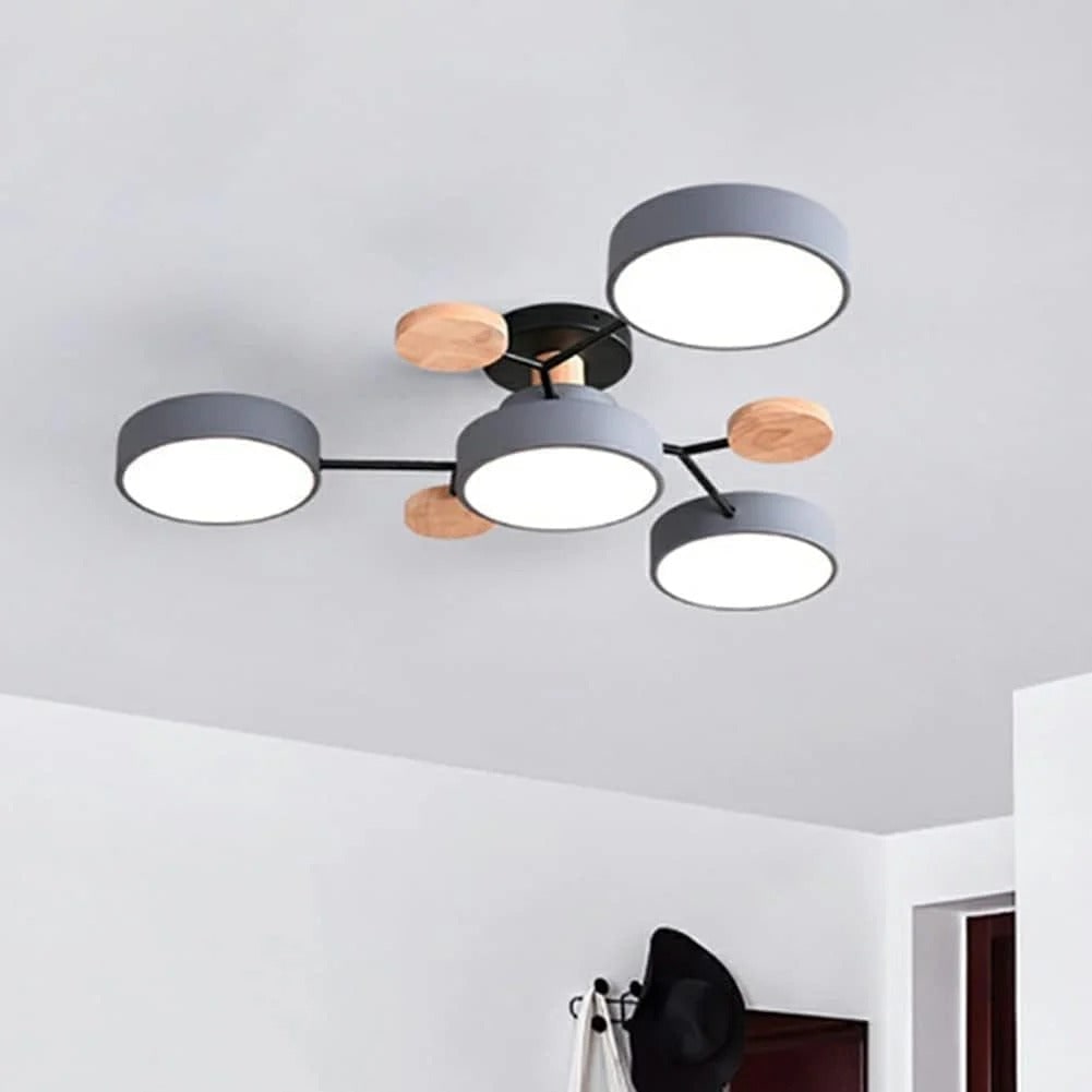 WoodLux | Wood-Accented LED Semi-Flush Ceiling Light for Kitchen & Dining
