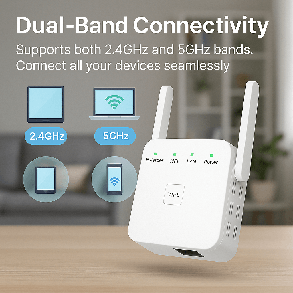 Dual-Band WiFi Range Extender for Home Signal Boosting