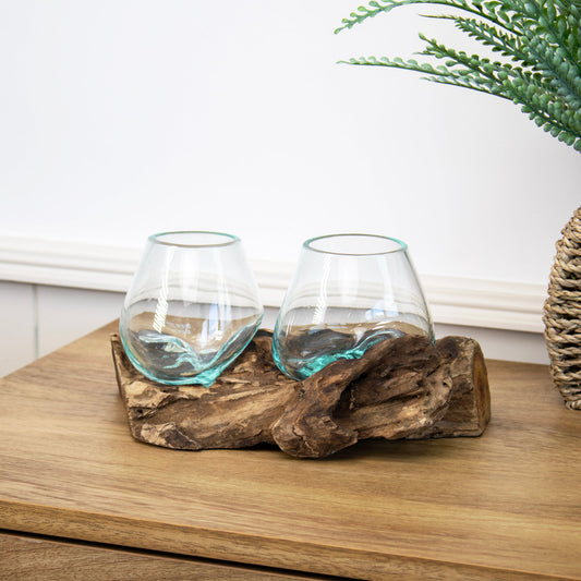 Oakmere | Teak Wood Glass Bowl