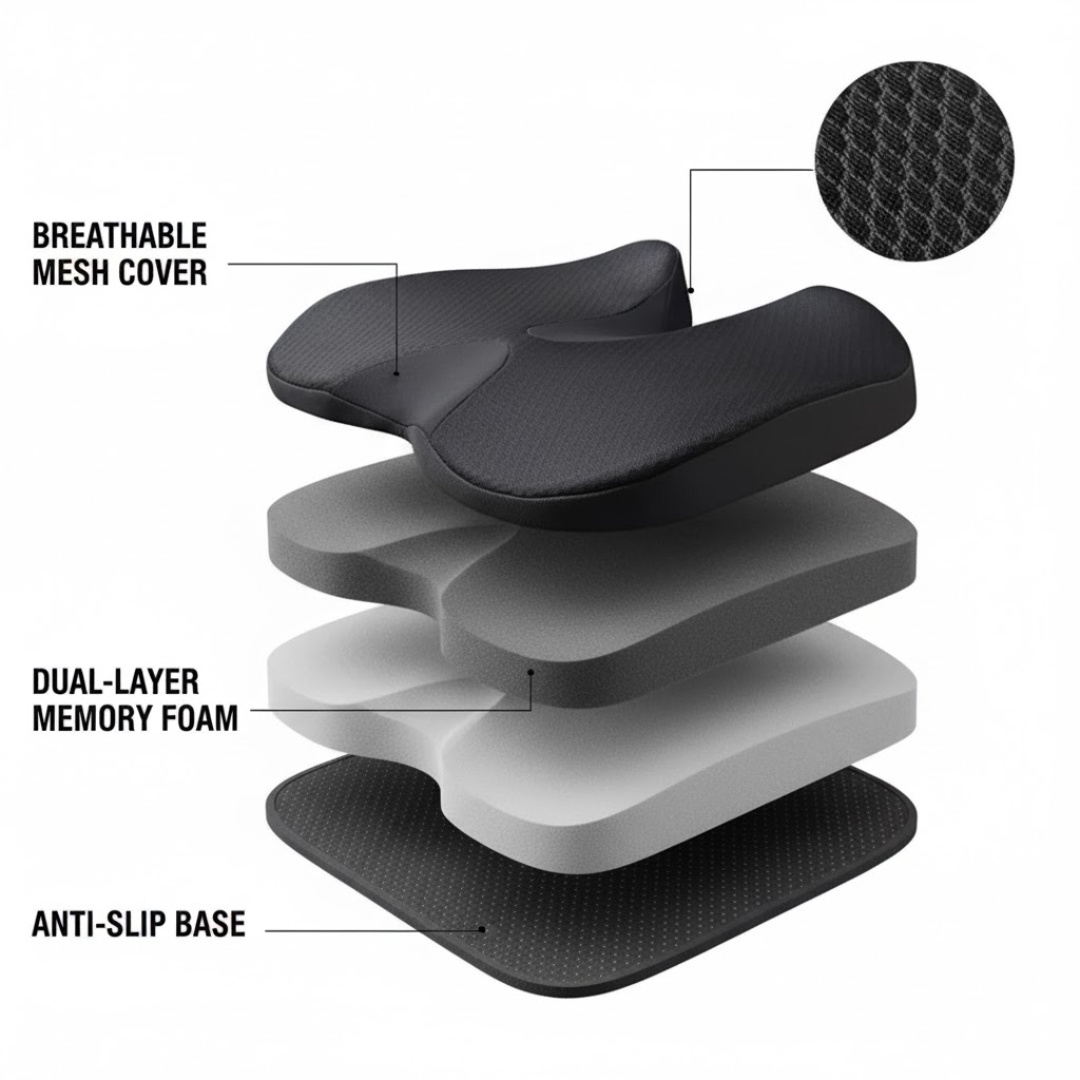 PosturePlush | Ergonomically Designed Contoured Seat Cushion