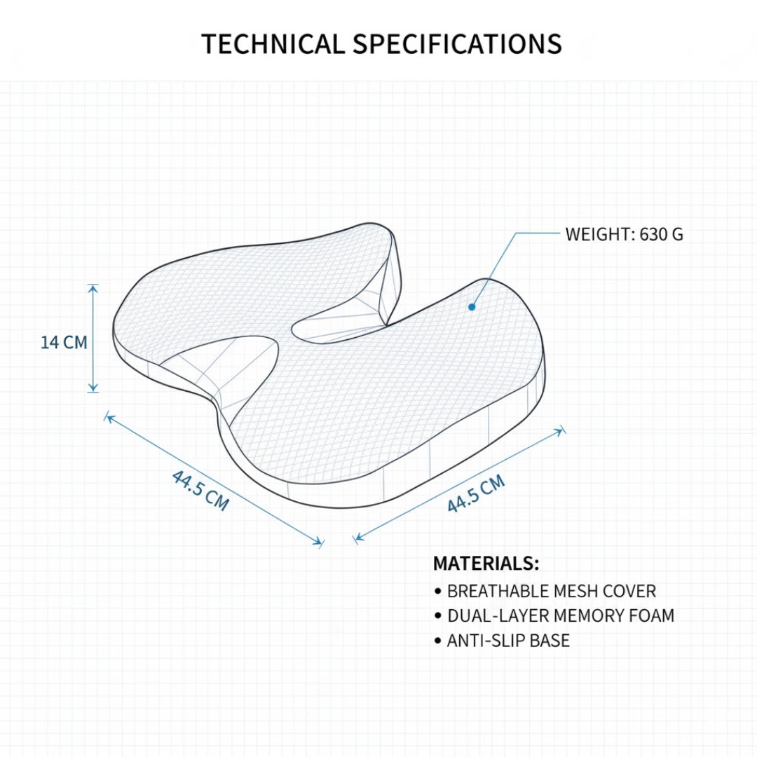 PosturePlush | Ergonomically Designed Contoured Seat Cushion