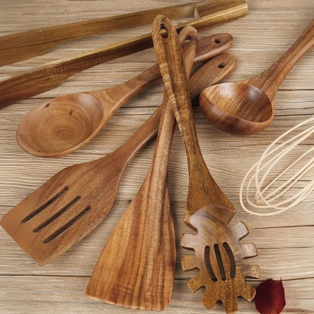 Wooden Kitchen Utensil Set – Durable Cooking Tools for Everyday Use