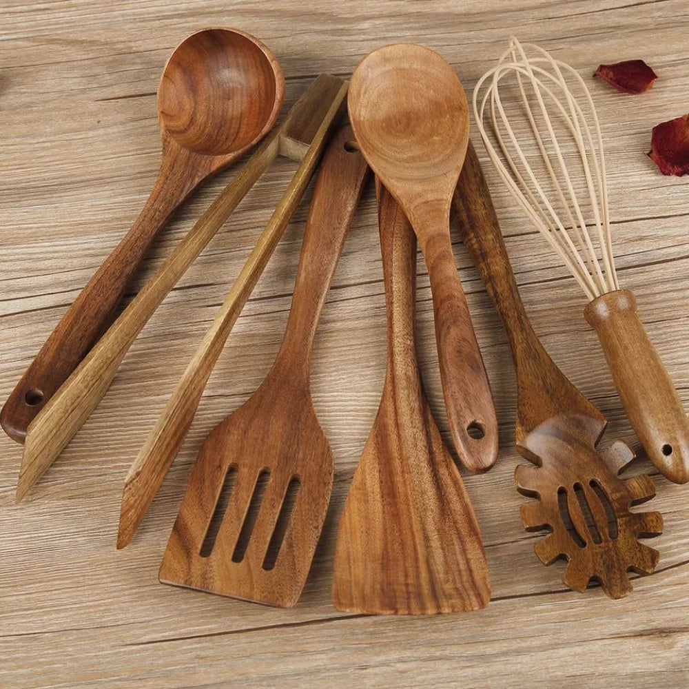 Wooden Kitchen Utensil Set – Durable Cooking Tools for Everyday Use