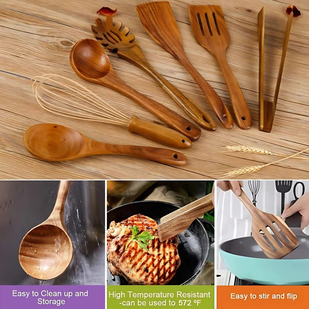 Wooden Kitchen Utensil Set – Durable Cooking Tools for Everyday Use