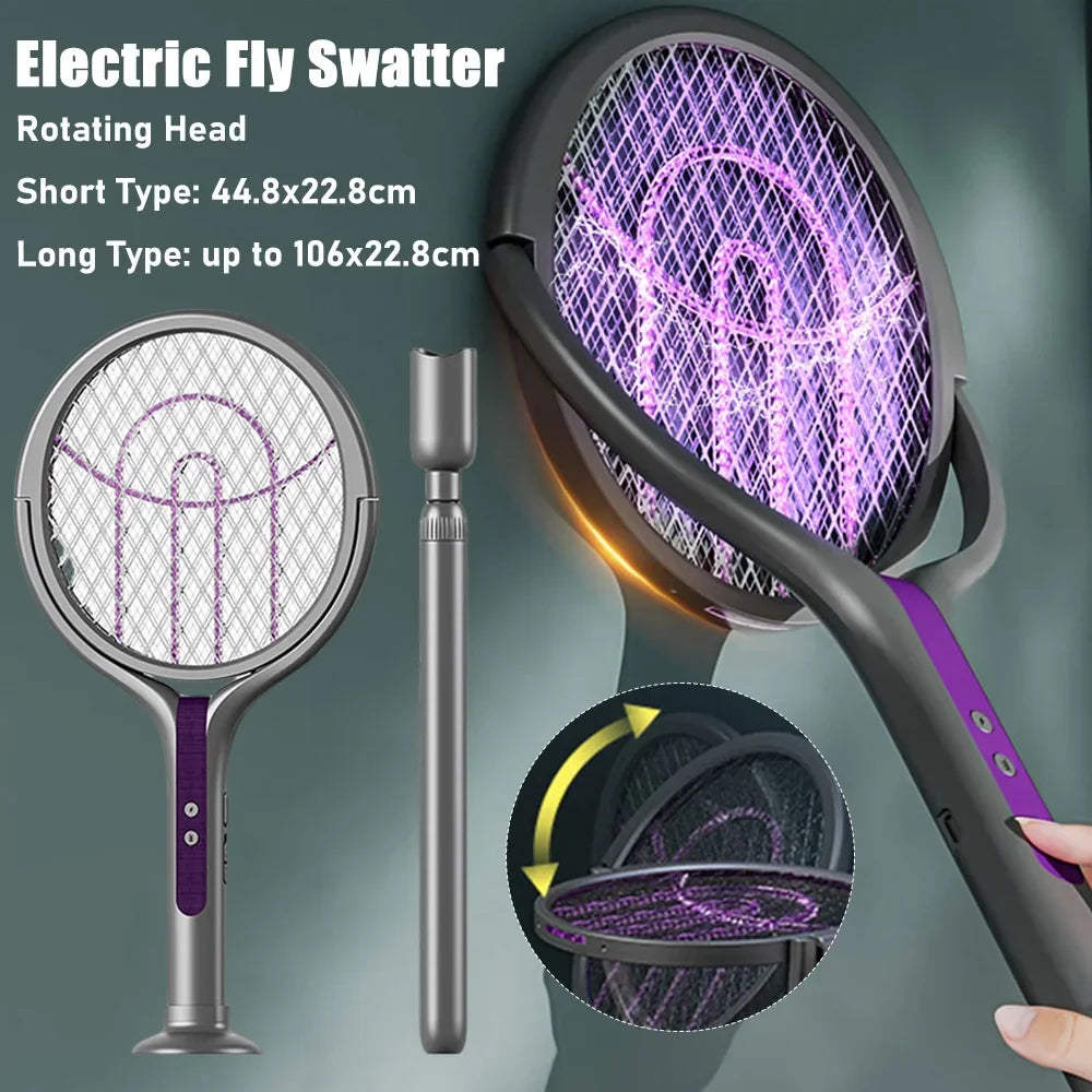 ZapIt | Adjustable Electric Mosquito Swatter with Built-in Camping Light and Rotating Head