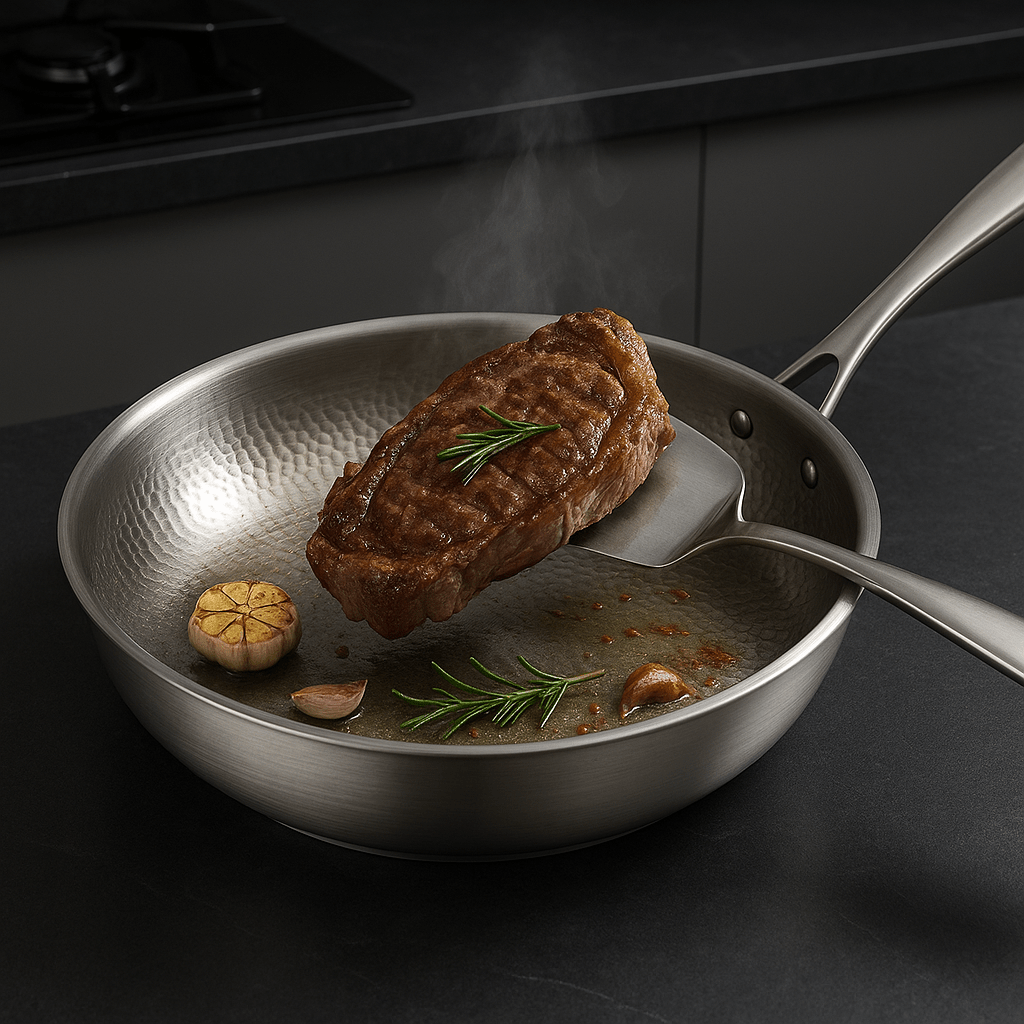 SearPro | Professional Stainless Steel Frying Pan for Natural Searing