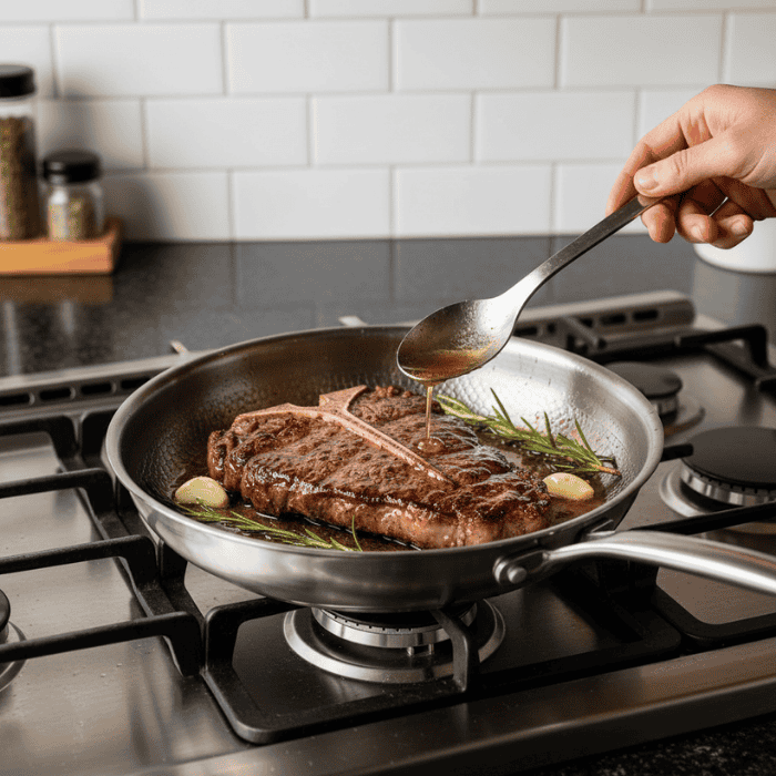 SearPro | Professional Stainless Steel Frying Pan for Natural Searing