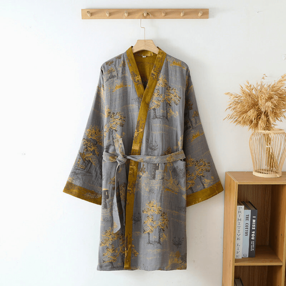 SpiroWeave | Natural Waffle Kimono Bathrobe – Luxuriously Soft