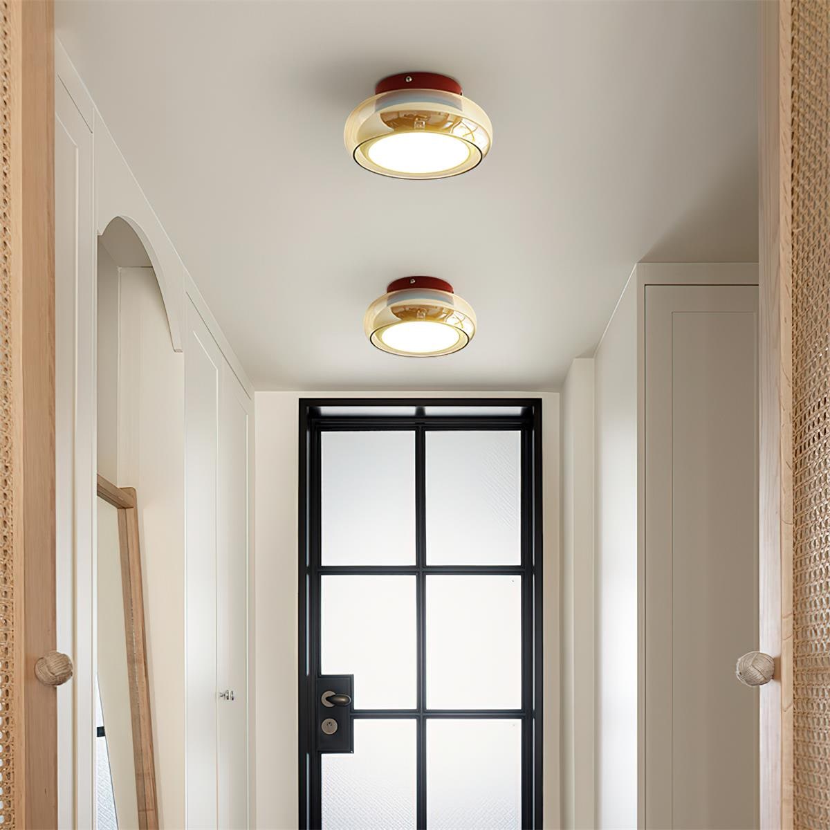 AmberGlow | Vintage LED Flush Mount Ceiling Light with Amber Glass