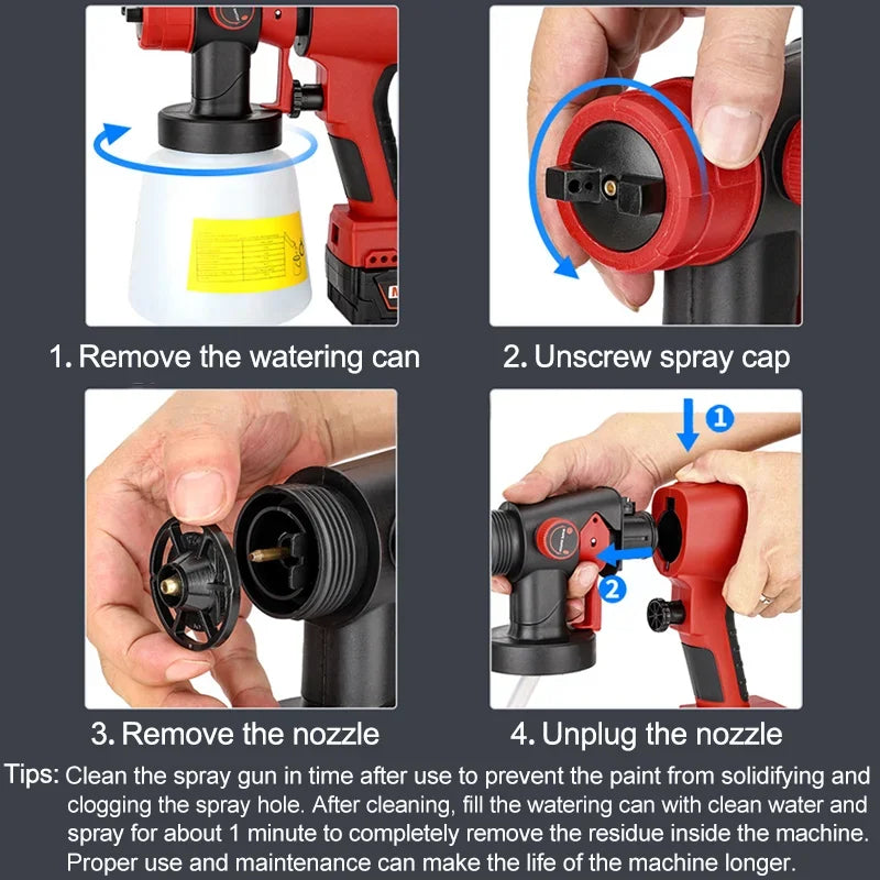 Cordless Electric Paint Sprayer – Handheld with Adjustable Spray Patterns