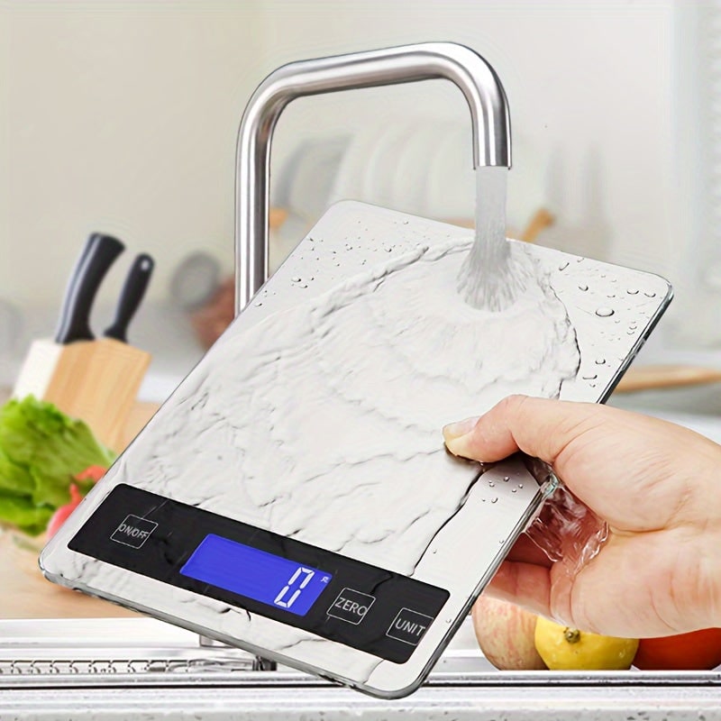 USB Rechargeable Digital Kitchen Scale – Waterproof Stainless Steel Surface