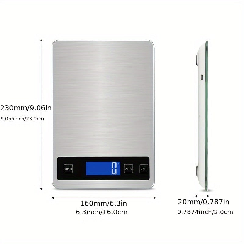 USB Rechargeable Digital Kitchen Scale – Waterproof Stainless Steel Surface