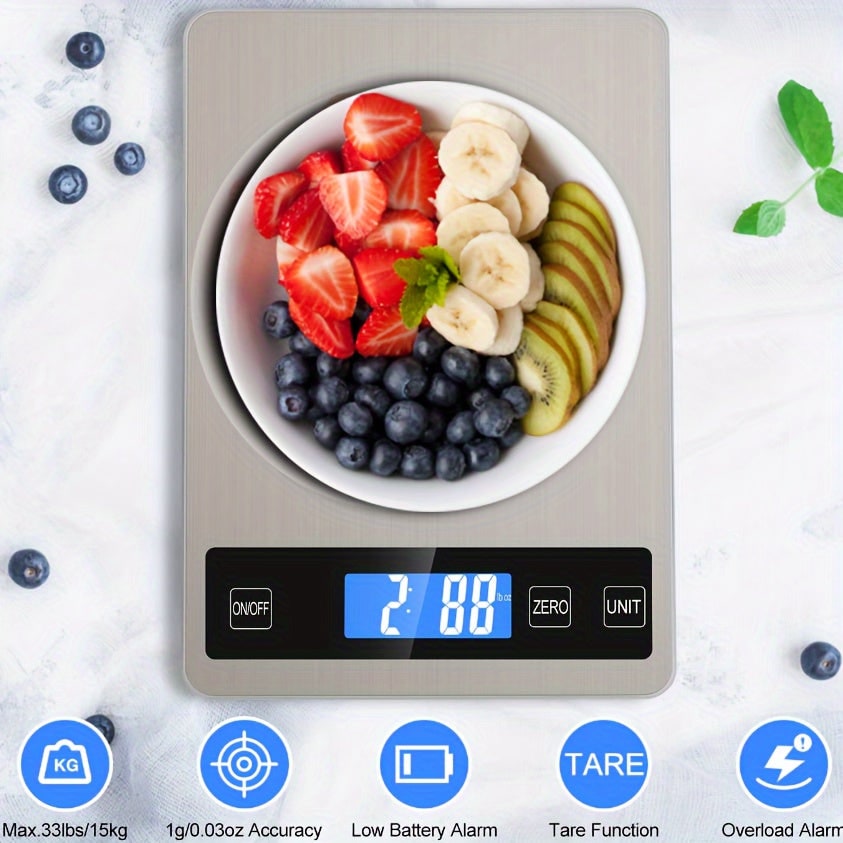 USB Rechargeable Digital Kitchen Scale – Waterproof Stainless Steel Surface