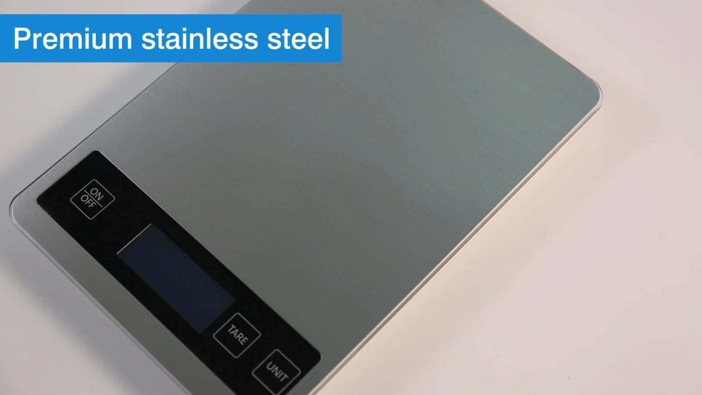 USB Rechargeable Digital Kitchen Scale – Waterproof Stainless Steel Surface