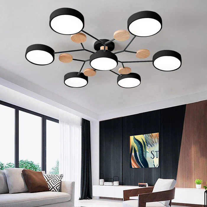 NordWood | Semi-Flush Ceiling Light with Wood Accents