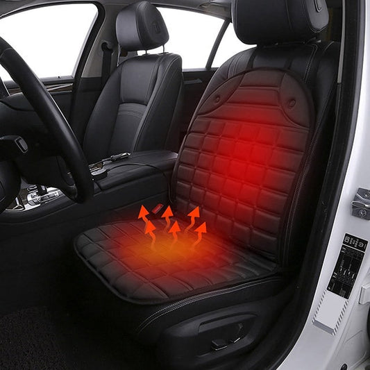 12V Heated Car Seat Cover & Cushion – Dual Heat Settings with Backrest Support